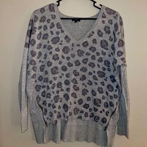 Express Oversized Gray Leopard Sweater